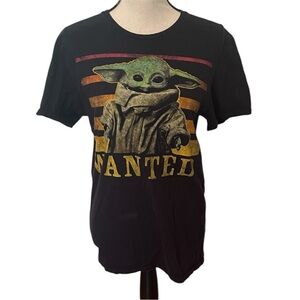 Star Wars Mad Engine Yoda Wanted Black T Shirt 100% Cotton Mens Size Small GUC